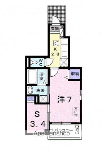 ソレアードさくら(2K/1階)の間取り写真