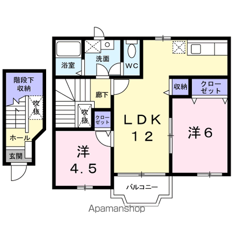 フロンティアⅠ(2LDK/2階)の間取り写真