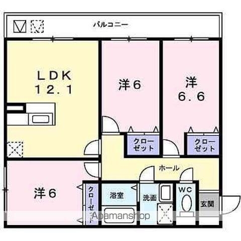 ヴォール中島(3LDK/3階)の間取り写真