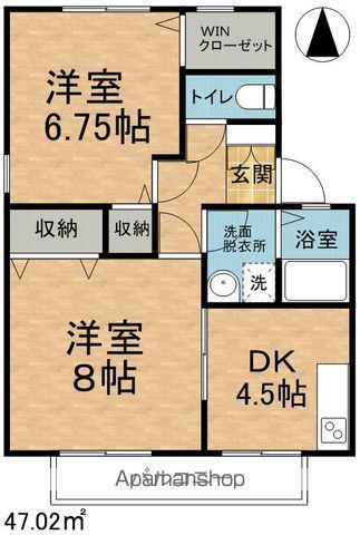 クレール南浅間(2K/2階)の間取り写真