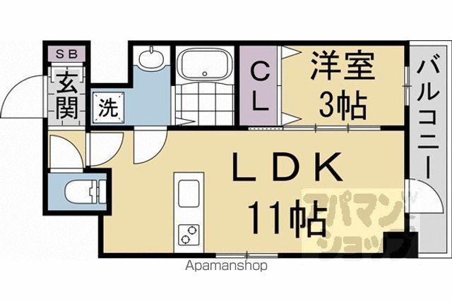 GRAND LAKE COURT浜大津駅前(1LDK/13階)の間取り写真