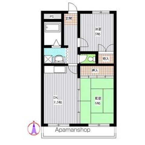 ハイツサイネリア(2DK/4階)の間取り写真