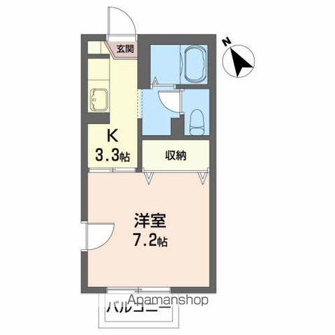 オーロハウスB(1K/1階)の間取り写真