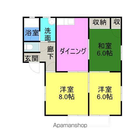 油見サンハイツC棟(3DK/1階)の間取り写真