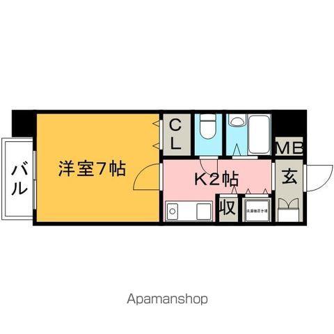 ダイナコート久留米本町(1K/13階)の間取り写真