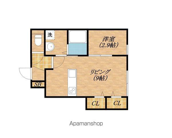 エトワール下坂浜A(1LDK/1階)の間取り写真