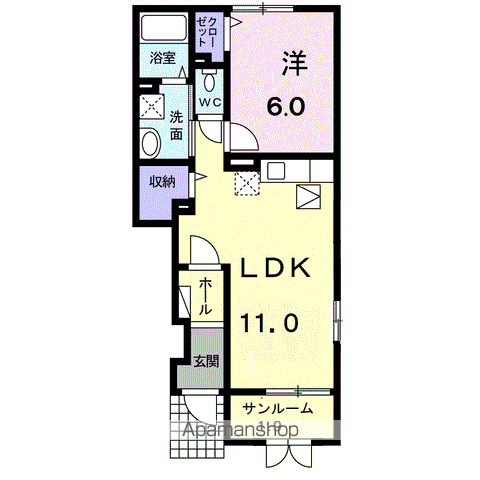 グリーンコート星が丘A(1LDK/1階)の間取り写真