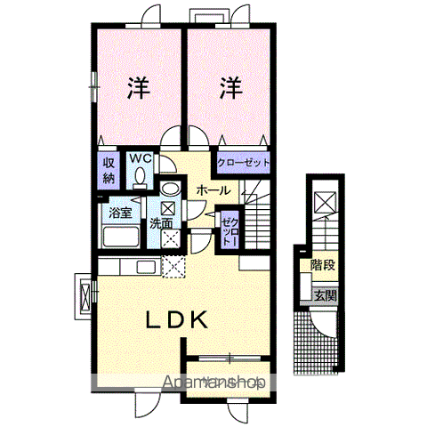ソレイユⅠ(2LDK/2階)の間取り写真