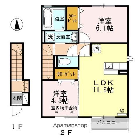 アヴァンス I(2LDK/2階)の間取り写真