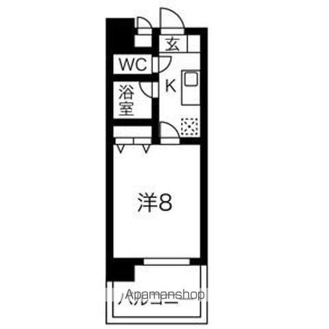 ベル池下(1K/8階)の間取り写真