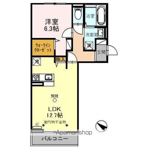 リヴィエールⅠ(1LDK/2階)の間取り写真