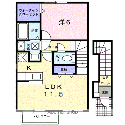 リバーサイドⅠ(1LDK/2階)の間取り写真