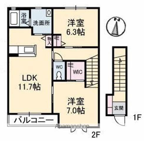 沢井手フラッツ(2LDK/2階)の間取り写真