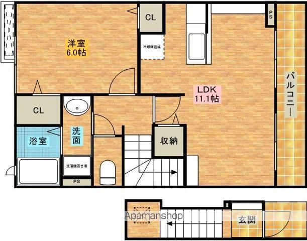 カーサ カルム(1LDK/2階)の間取り写真