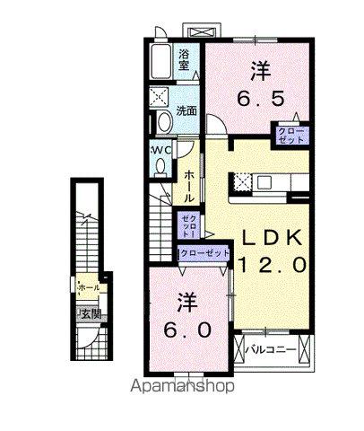 ドルチェカーサ(2LDK/2階)の間取り写真