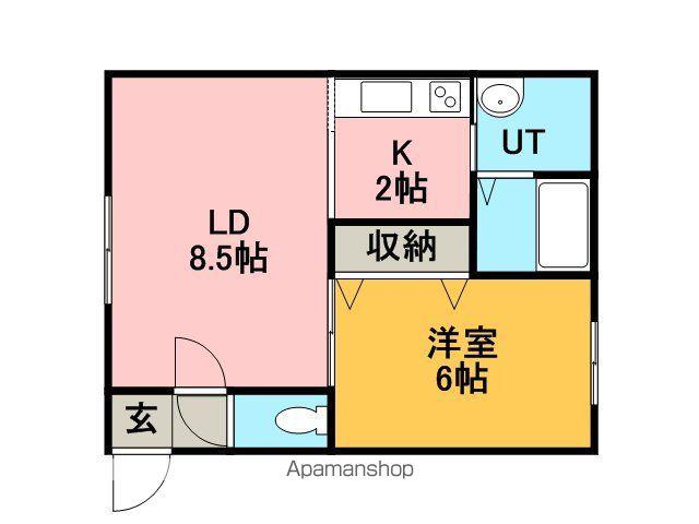 ミーサ・ハギナカ(1LDK/2階)の間取り写真