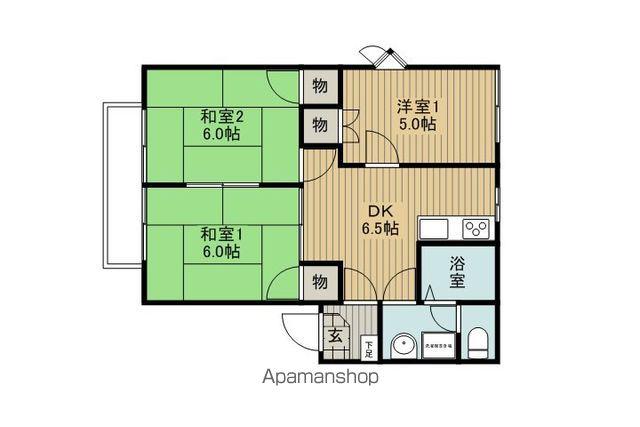 メゾンひまわりD棟(3DK/1階)の間取り写真