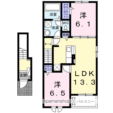 フレシールくぬぎ2(2LDK/2階)の間取り写真