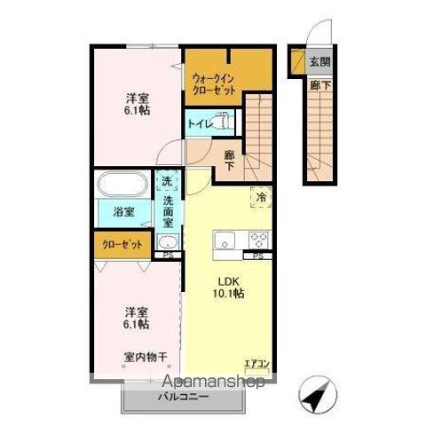 ボナール(2LDK/2階)の間取り写真