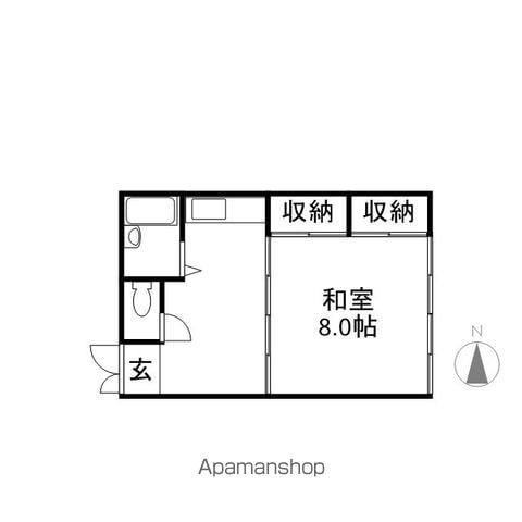 山形県鶴岡市 2階建 築38年(1DK/1階)の間取り写真