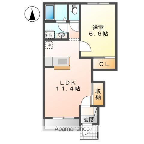 パストラル八田(1LDK/1階)の間取り写真