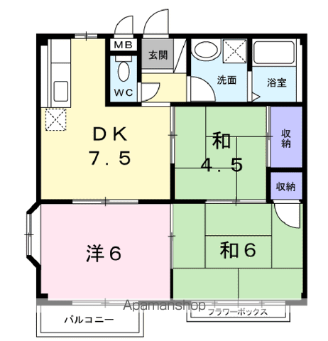 エルディム咲(3DK/2階)の間取り写真