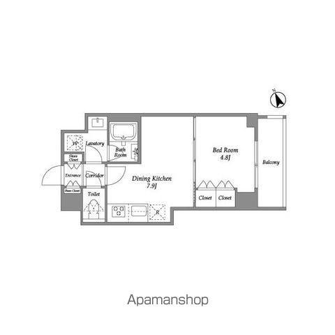 プラネソシエ青戸(1DK/2階)の間取り写真