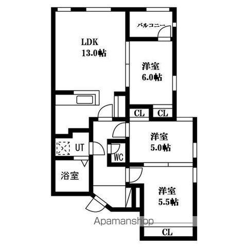 TERTIARY(3LDK/1階)の間取り写真