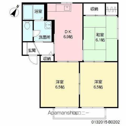 リーベンハイム B棟(3DK/2階)の間取り写真