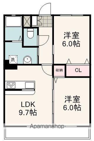 コーポソレイユ(2LDK/2階)の間取り写真