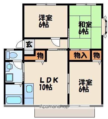 サンビレッジ津屋崎(3LDK/1階)の間取り写真