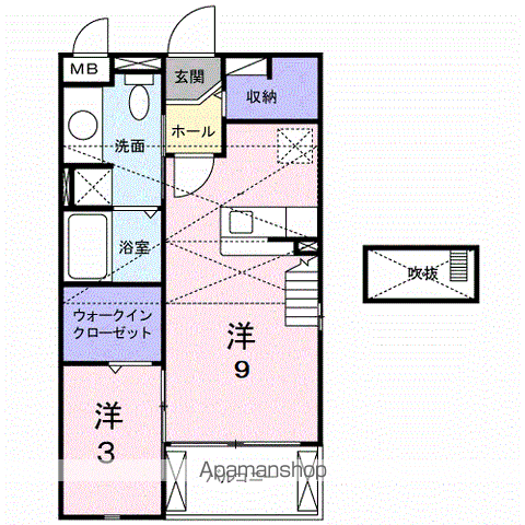 ブラン ソル ジュン(ワンルーム/2階)の間取り写真