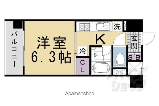 ラグゼナ清水五条(1K/3階)の間取り写真
