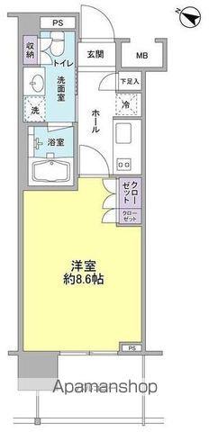 BPRレジデンス三田伊皿子坂 (1K/6階)の間取り写真