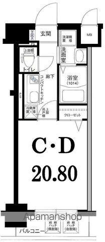 グリフィン横浜・桜木町参番館(1K/7階)の間取り写真