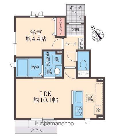 HOUSE千歳船橋(1LDK/1階)の間取り写真