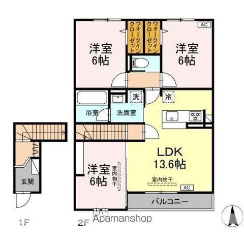 ミモザ・ヴェルデ(3LDK/2階)の間取り写真