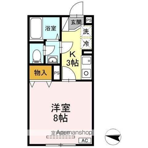 セジュール古舘(1K/2階)の間取り写真