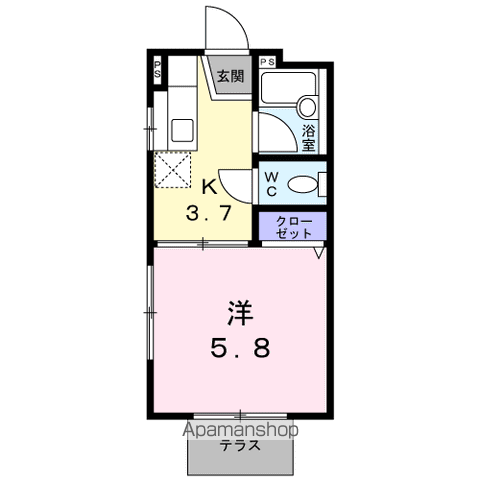 サマックスコンロン(1K/1階)の間取り写真