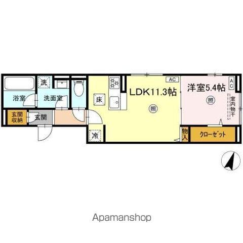 ディーグラース(1LDK/1階)の間取り写真