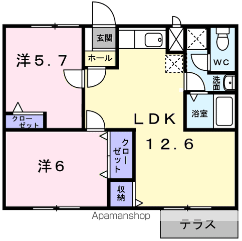 マツモトGマンションA(2LDK/1階)の間取り写真