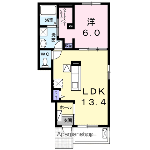 スプラン ドゥールⅡ(1LDK/1階)の間取り写真