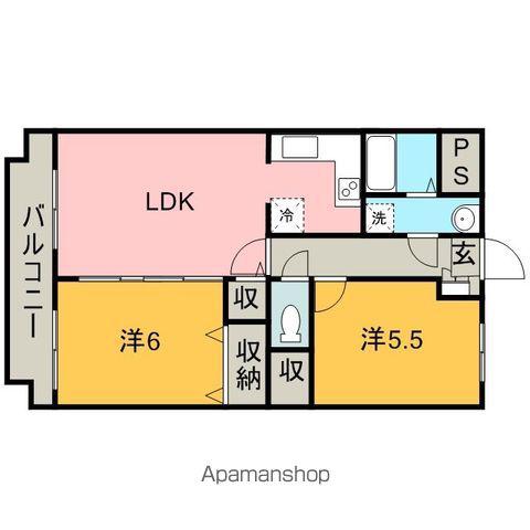 サンセット(2LDK/4階)の間取り写真