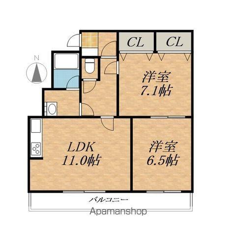 ドルシス1(2LDK/3階)の間取り写真