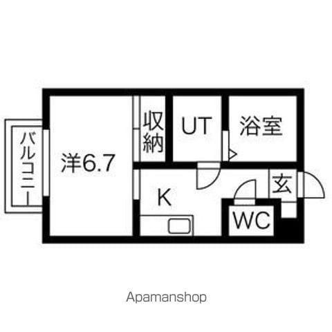 ラ・フォーレ萩原(ワンルーム/1階)の間取り写真