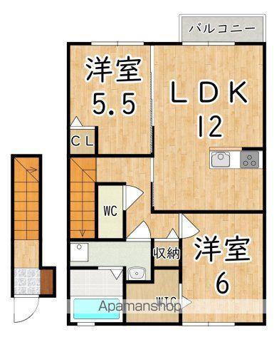 エスポワールB(2LDK/2階)の間取り写真
