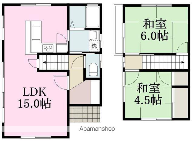 愛媛県松山市 2階建 築47年(2LDK)の間取り写真