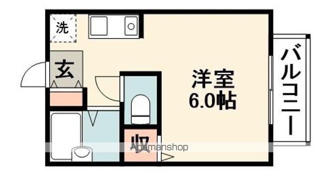 カトルセゾン(1K/2階)の間取り写真