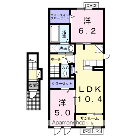 サイモンTHREE(2LDK/2階)の間取り写真