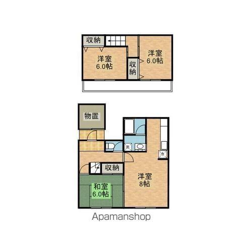 成田線 椎柴駅 徒歩75分 2階建 築44年(3DK)の間取り写真